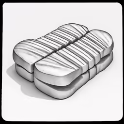 two different kind of gray object that looks like bread