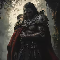 a man dressed in armor holding his hands in his pockets