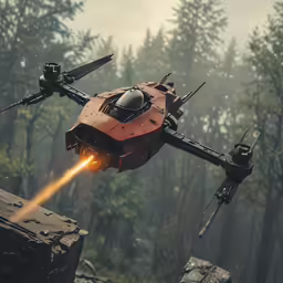 the vehicle is flying over the ground