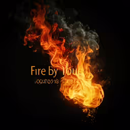 a fire burns on top of black background