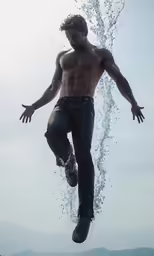 a man that is underwater with a board