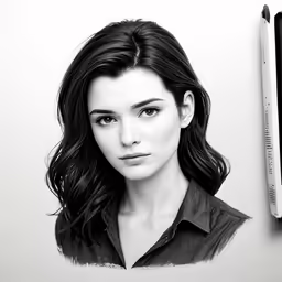 the woman is drawn with a pencil on top of the drawing board