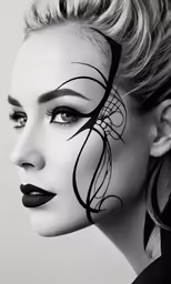 a woman with face paint and a black coat