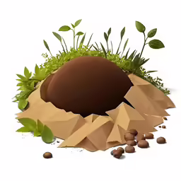 a piece of paper, some green plants and stones