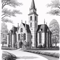 the exterior of an old church that is surrounded by bushes