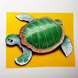 a drawing of a turtle on an orange background