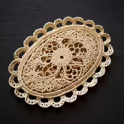 two circles made from a doily are on the floor