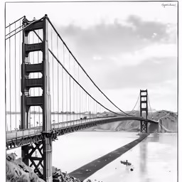 the golden gate bridge spanning the width of a lake