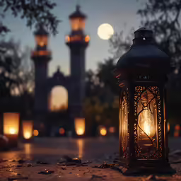 some lights and a lamp on some street