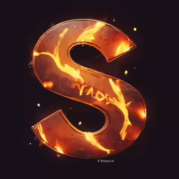 the letter s has fire in it and is glowing