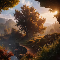 a landscape with several different types of trees