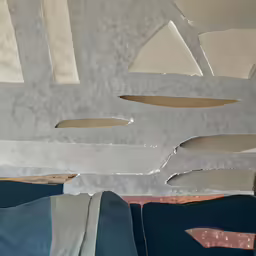 a room with a broken ceiling that has been painted