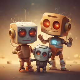 three robots in the middle of a desert