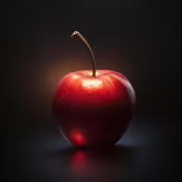 an apple is shown on a black surface
