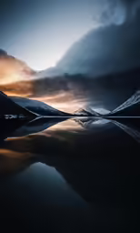 a long exposure image of a lake and the sky