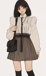 an anime style person wearing a short skirt and high boots