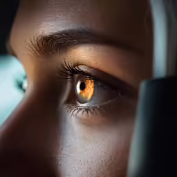 a person that has an eye looking in to something