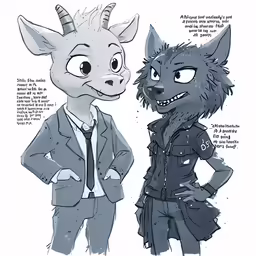 an animal in suit and tie next to another animal