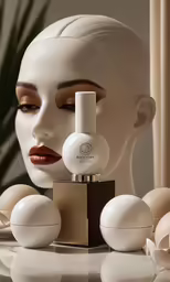 there is a white mannequin with a bottle of eau on it