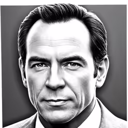 black and white photo of a man in a suit