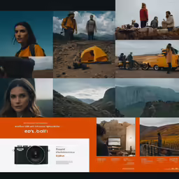 a woman standing in front of a orange car