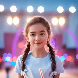 the girl in the photo is smiling at the camera