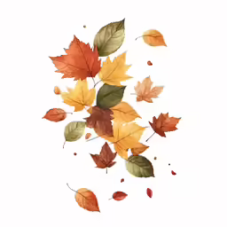colorful autumn leaves on white background