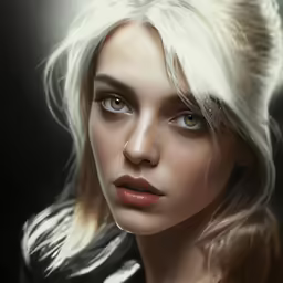 a white female with blonde hair wearing black