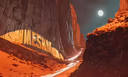 an image of an alien landscape at night