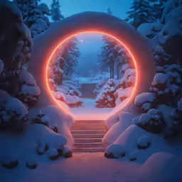 the inside of a light tunnel in the snow