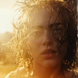 an image of a woman with wet hair on her head