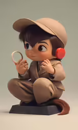 a small toy with a boy on the floor holding a ring