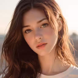 a beautiful woman standing near a street with her eyes closed