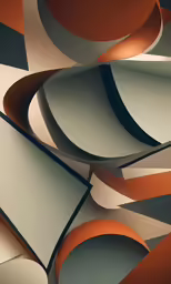 an artistic art work of a pattern with large orange and grey shapes