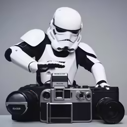 a photo and video camera sitting on top of a camera