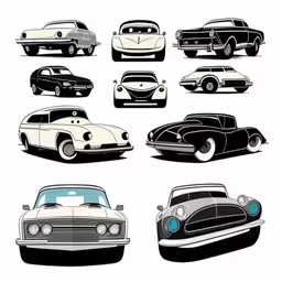 various retro cars and trucks from the