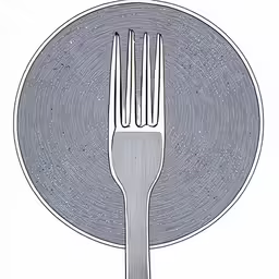 a fork in front of a dinner plate
