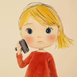 a painting of a child with big blue eyes