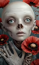 a humanoid alien has been transformed into a digital art portrait