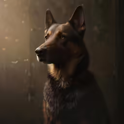a close up of a dog in a forest