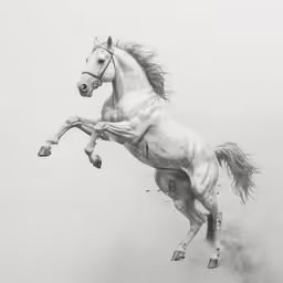 a white horse that is jumping over the top of it