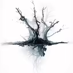 a black and white photo with trees, water and sky