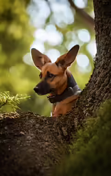 a small dog is hanging out in the woods