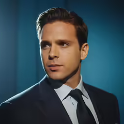 a close - up of a man wearing a suit and tie