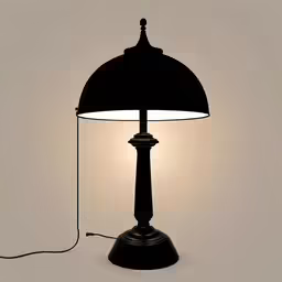 a black lamp on a white background