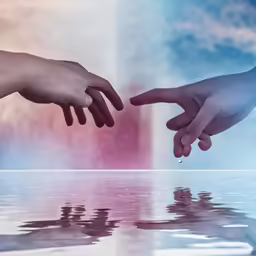 a photo is being taken with a sky and water background