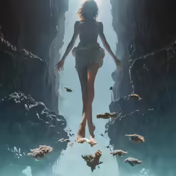 a woman in white shirt diving in the water