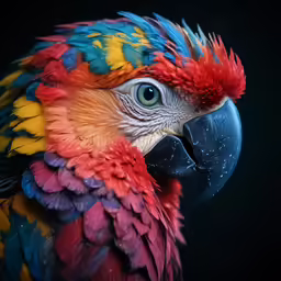 an exotic looking bird with orange and blue feathers