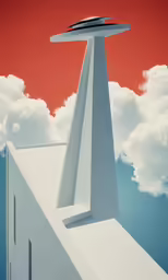 there is a painting with a sky in the background