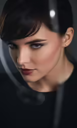 a woman that is standing up with some makeup